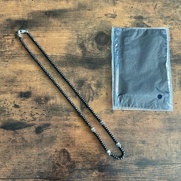 David Yurman Memento Mori Skull Station Necklace w/ Black Spinel - 23" - Picture 2 of 15